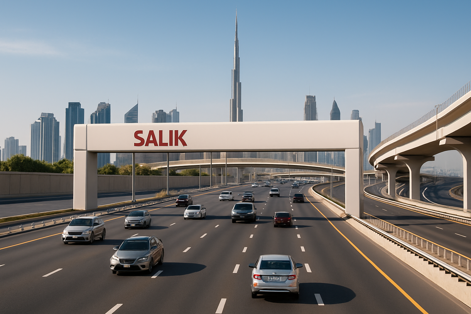 Modern toll road system in Dubai with smooth traffic